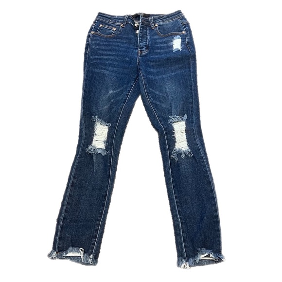 Monkey Ride Los Angeles Distressed Frayed Straight Leg Jeans Size 27 / 5 - Picture 1 of 8